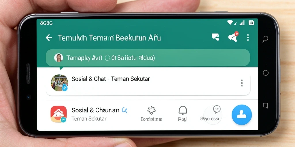 Antarmuka pengguna <strong>8G8G</strong> yang ramah dan interaktif untuk menemukan teman baru.
