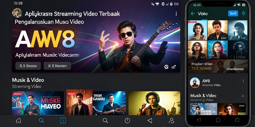 Tampilan antarmuka aplikasi AW8 dengan fitur Streaming Video yang mudah digunakan.