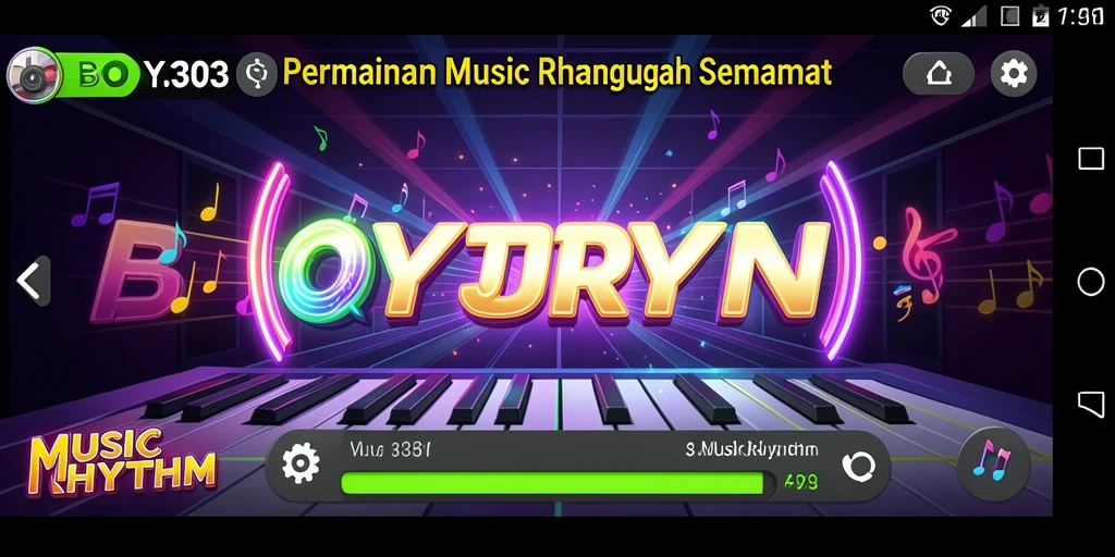 Tampilan antarmuka BOY303 yang menawan dengan irama musik.