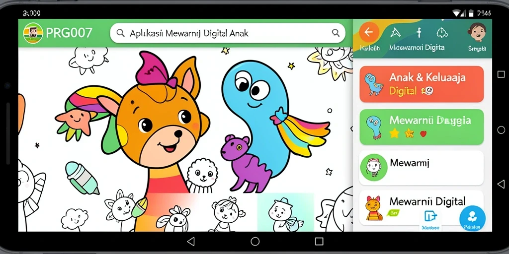 Tampilan antarmuka PRG007 yang colorful dan interaktif untuk anak.