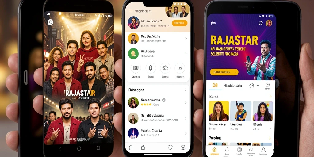 Screenshot antarmuka aplikasi RAJASTAR yang menampilkan berita selebriti.