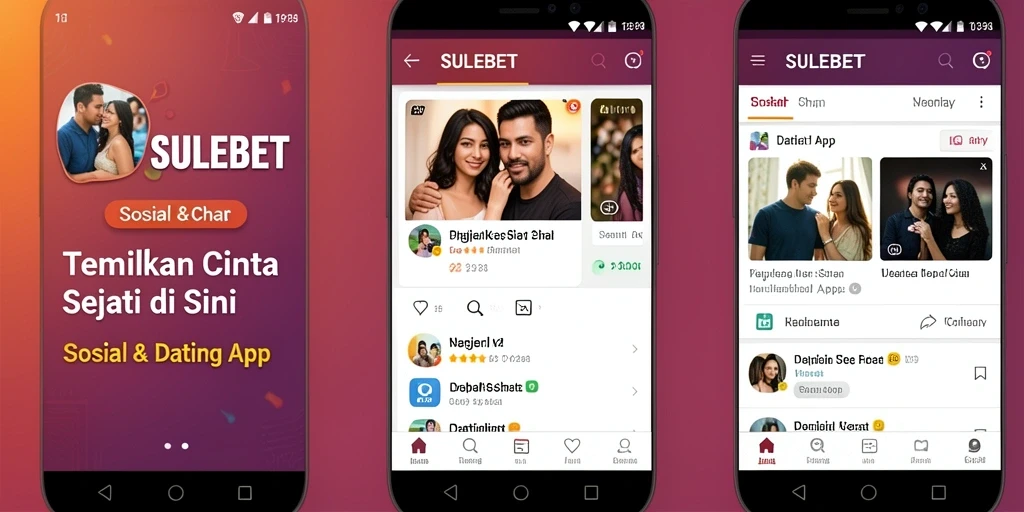 Antarmuka SULEBET menampilkan fitur kencan dan interaksi pengguna.